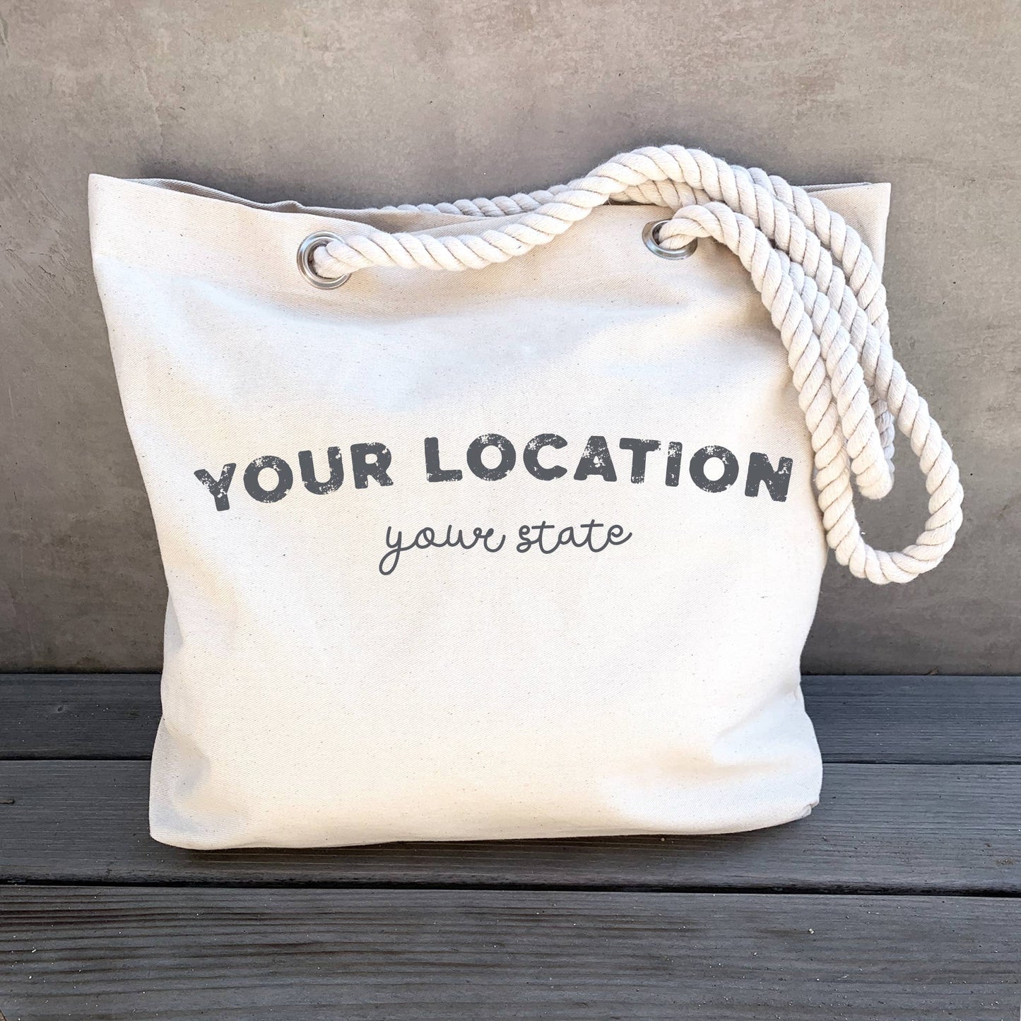 Custom Beach Tote Bag with Rope Handles Personalized: Navy