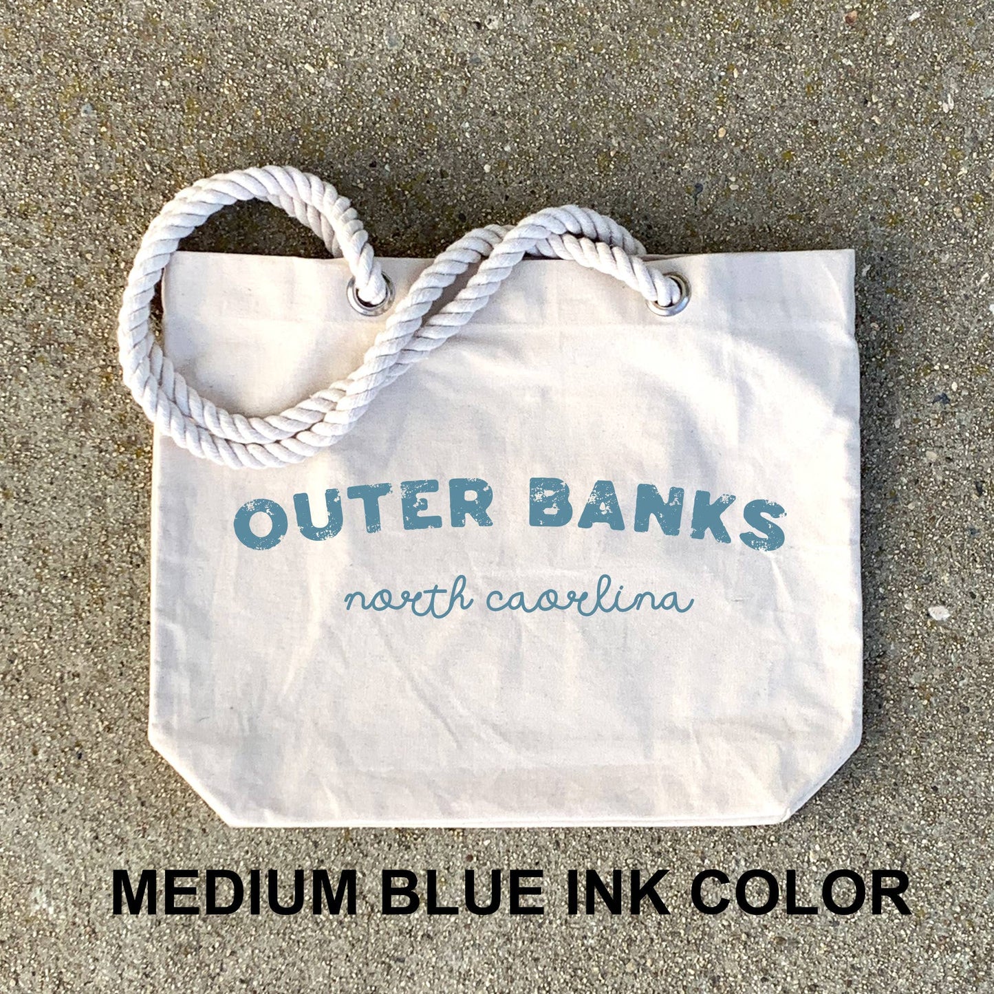 Custom Beach Tote Bag with Rope Handles Personalized: Navy