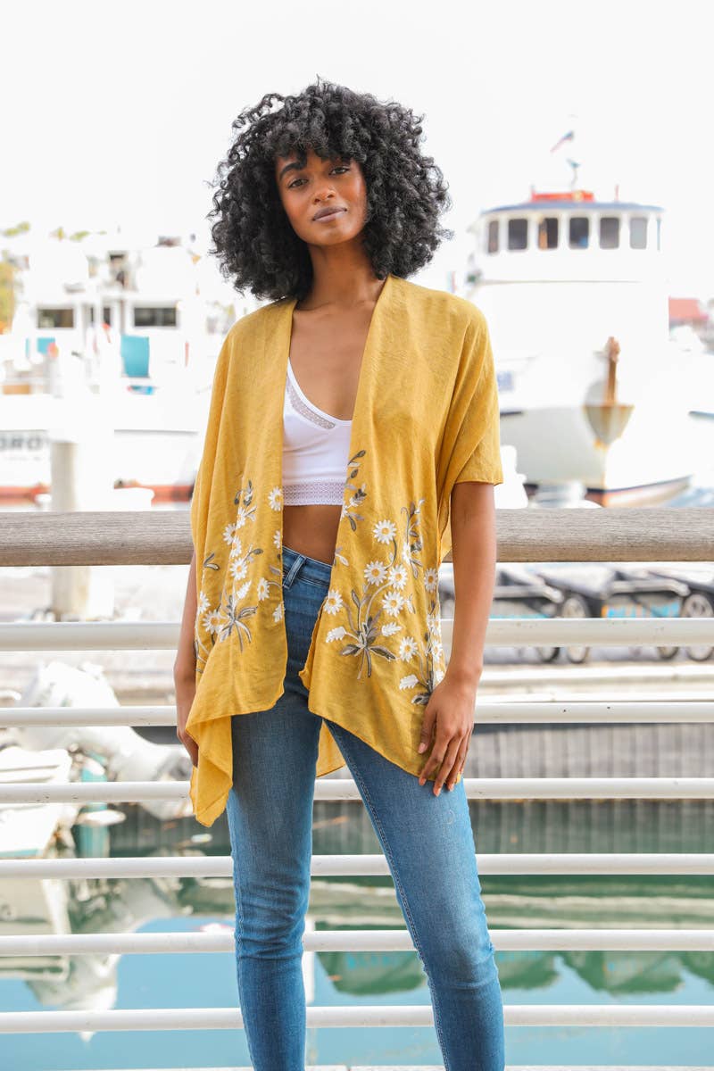 Get NOW! Bestselling Spring Daisy Woven Kimono ๐ผ: Peach