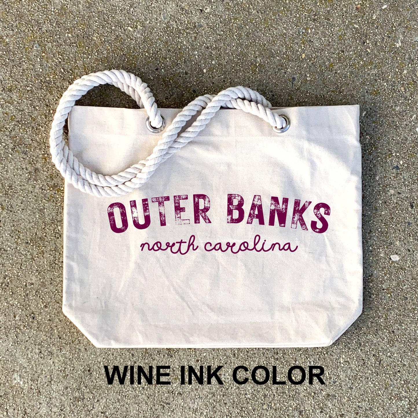 Custom Beach Tote Bag with Rope Handles Personalized: Navy