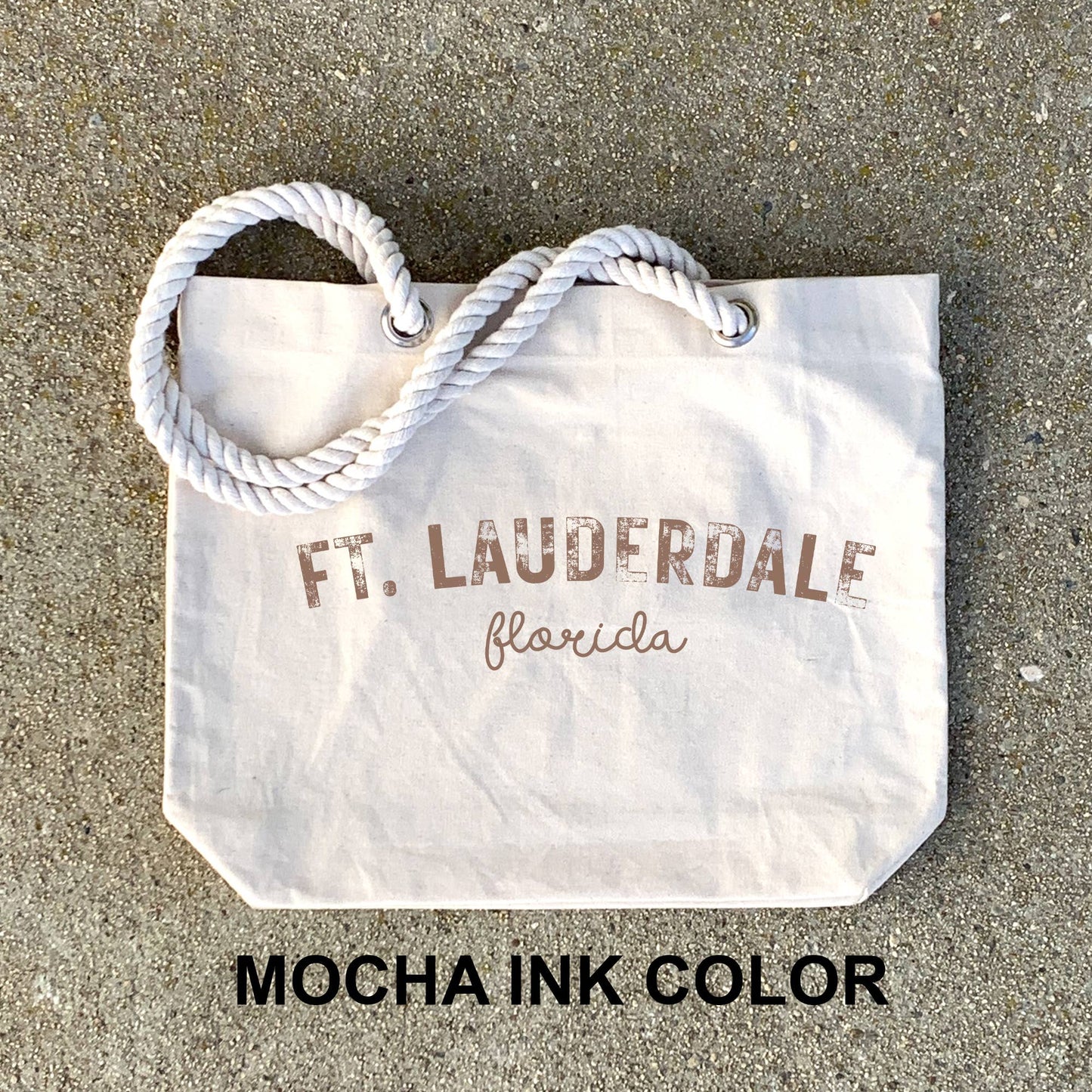 Custom Beach Tote Bag with Rope Handles Personalized: Navy
