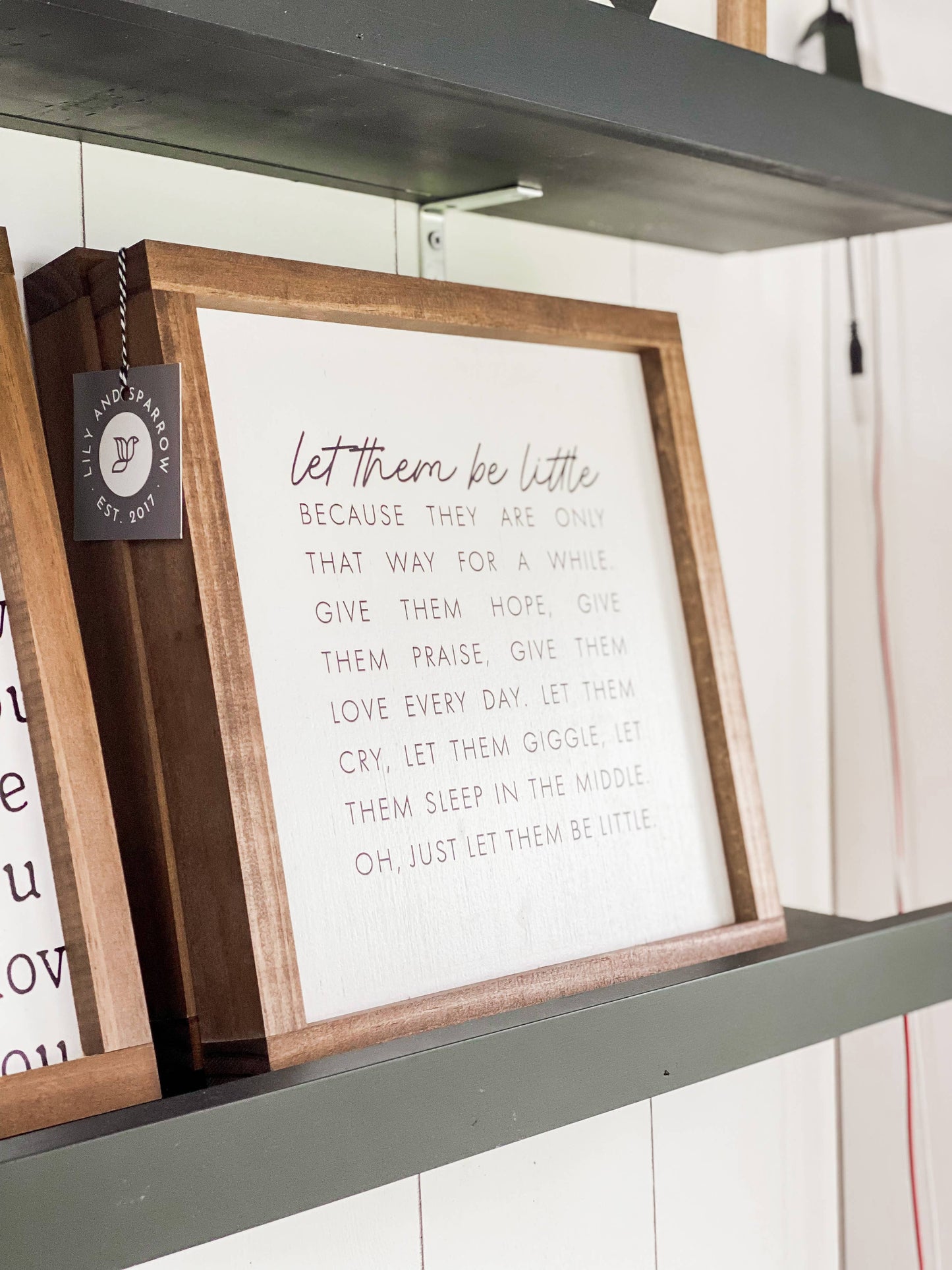 Let Them Be Little | Mother's Day Gifts, Wall Art: White / Light Oak / 9x9"