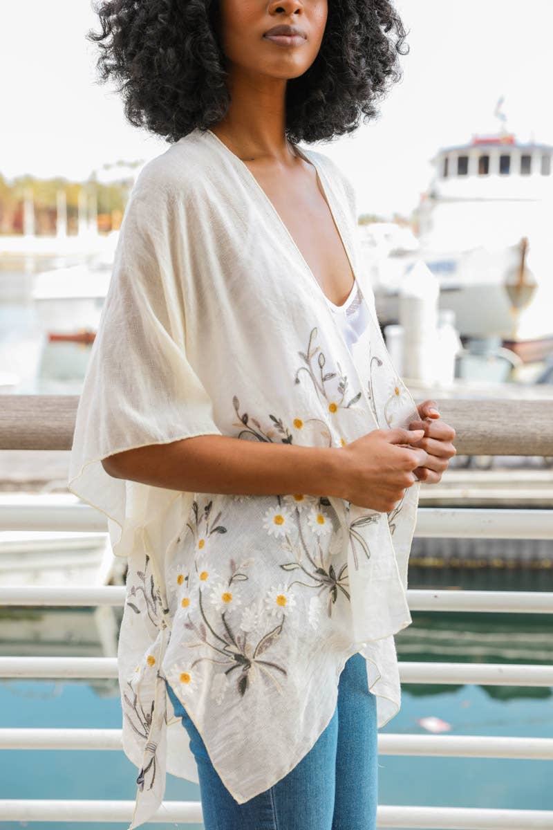 Get NOW! Bestselling Spring Daisy Woven Kimono ๐ผ: Peach