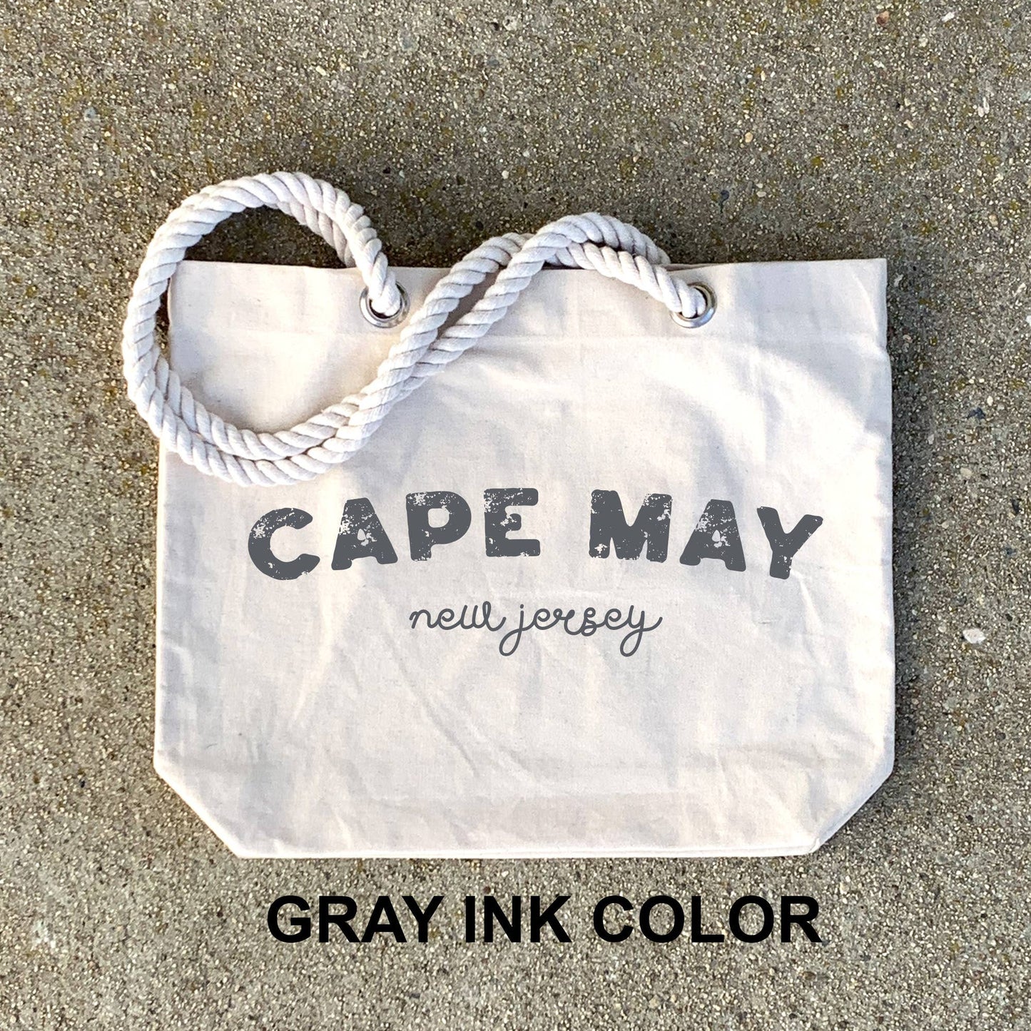 Custom Beach Tote Bag with Rope Handles Personalized: Navy