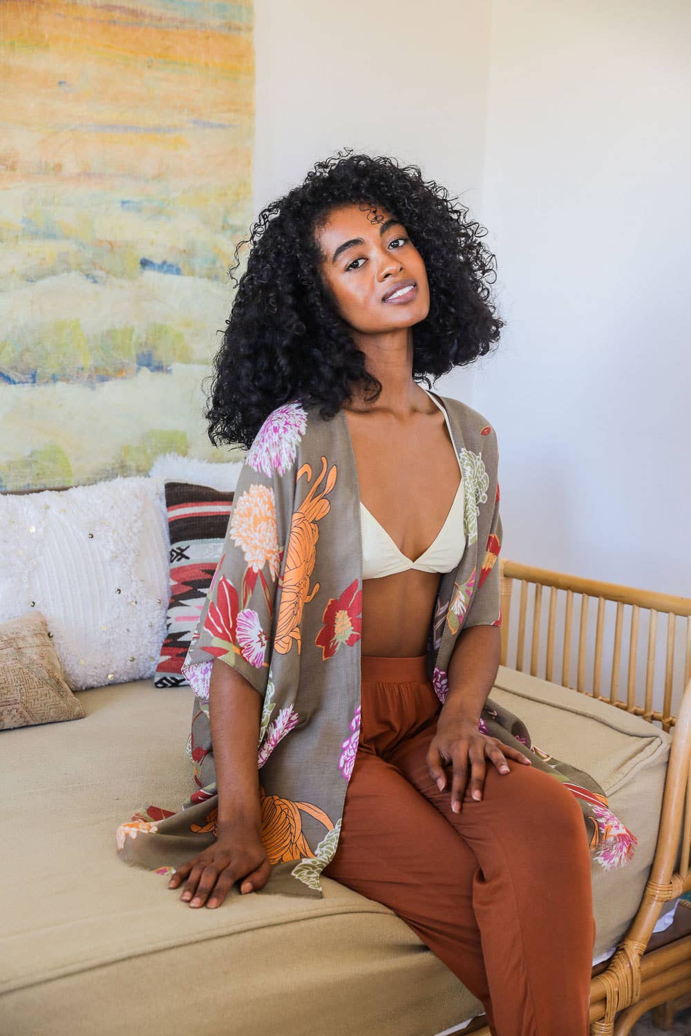 Bestselling Floral Motif Kimono for Summer Festivals ๐ผ: Taupe