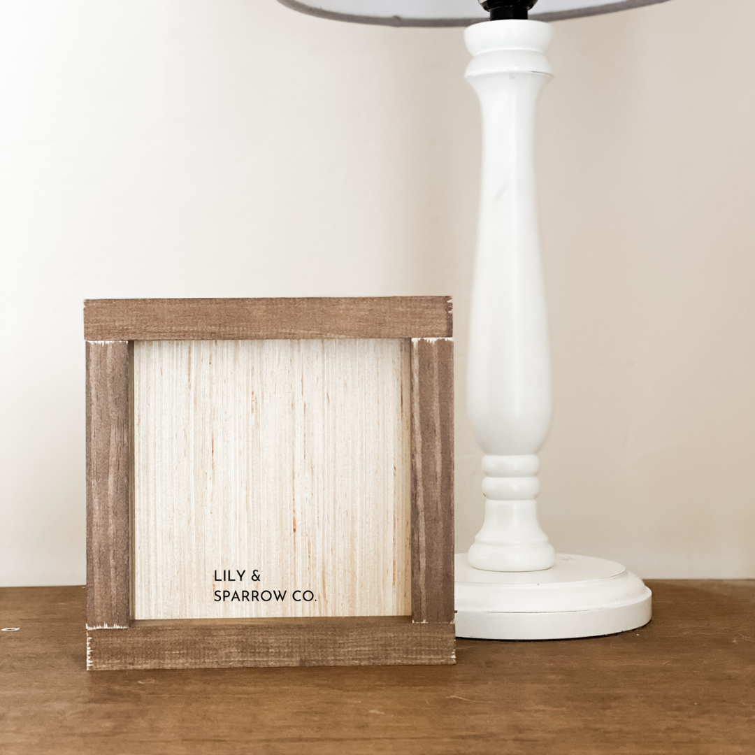 The Best Things In Life | Handmade Wood Sign: White / Dark Walnut / 17x17"