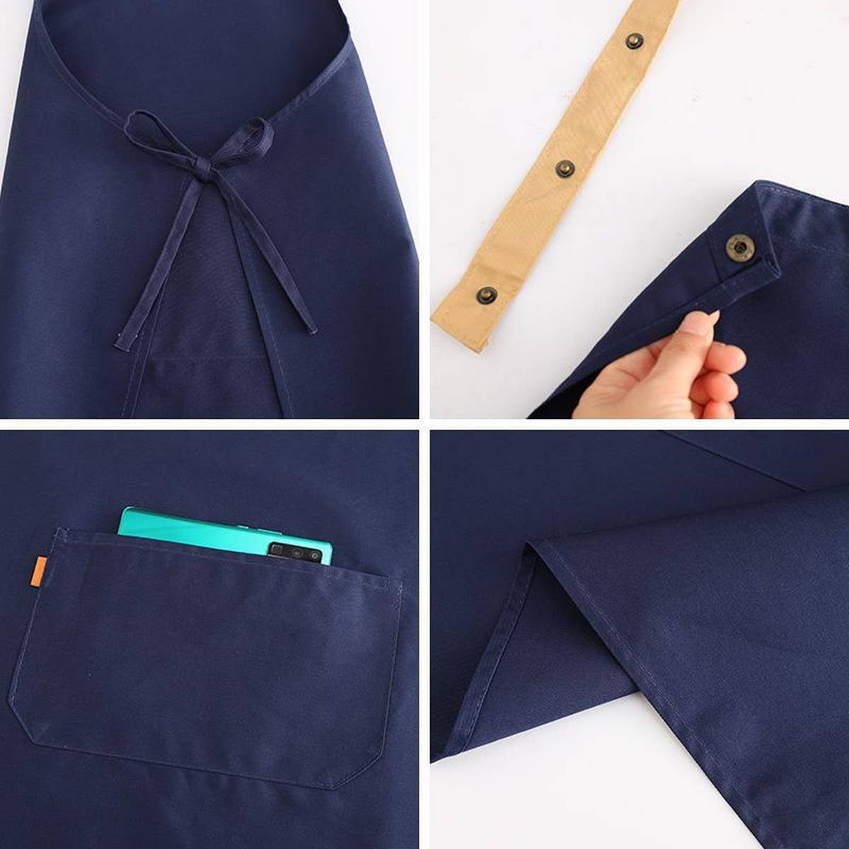 COTTON CANVAS HALTER APRONS WITH POCKETS WOMEN_CWMM2052: Black / (OS) 1